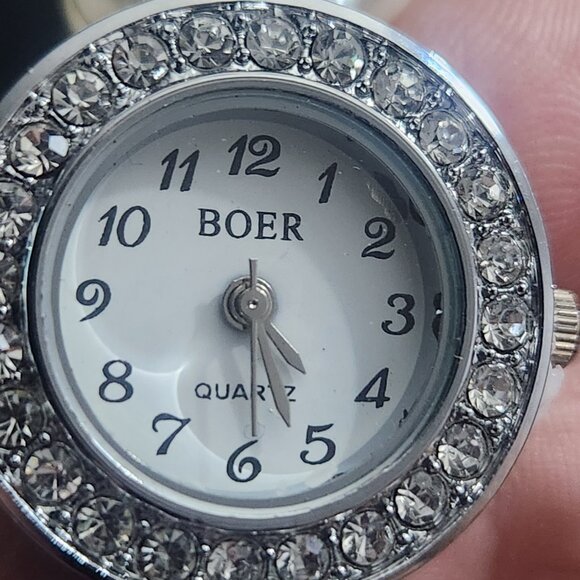 Boer Double Strand Cream Glass Pearl Bead Silver Tone Quartz Watch - Picture 4 of 8